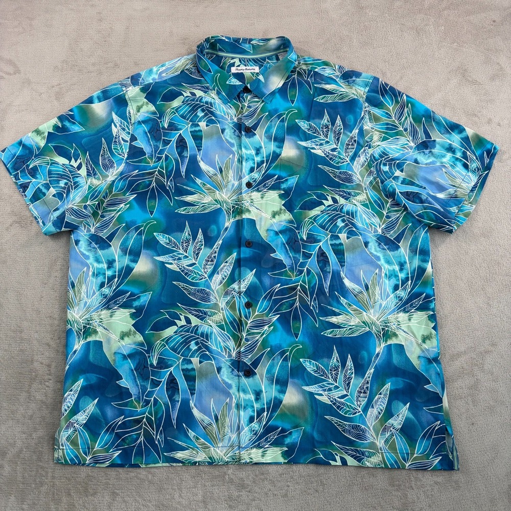 Tommy Bahama Azul Lagoon Camp Shirt Men 3XL Blue Floral AOP 100% Silk NWOT $138